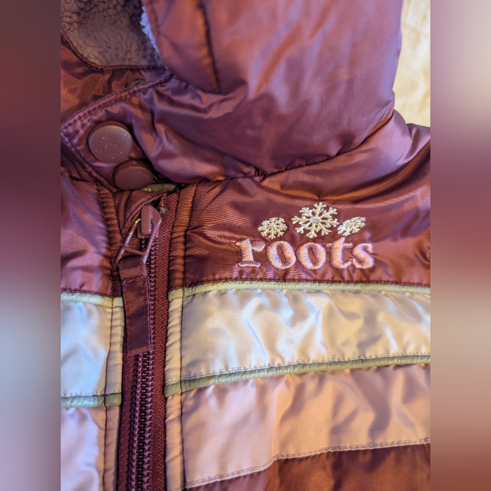2/60$ Roots Kids Purple Hooded Puffer Snowsuit - Picture 2 of 5